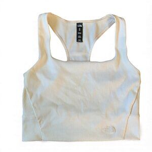 The North Face Women's Medium Cream Ribbed Racerback Sports Tank Crop Top
